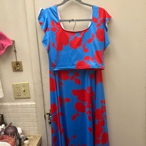 2 piece Set. Crop Top With Ruffle Sleeves And Maxi Skirt Size Large.